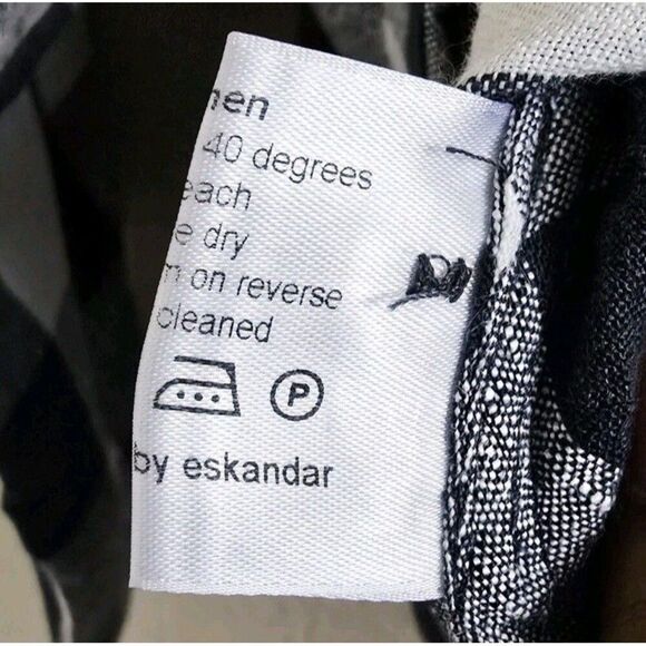 ESKANDAR Checked Linen Oversized Shirt Size 0 XS Gingham Lagenlook - Picture 8 of 9